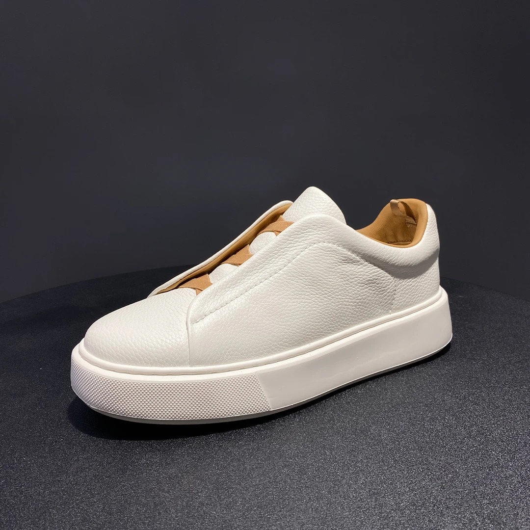 小白鞋男一脚蹬潮流韩版厚底休闲运动鞋单鞋休闲舒适男士厚底鞋