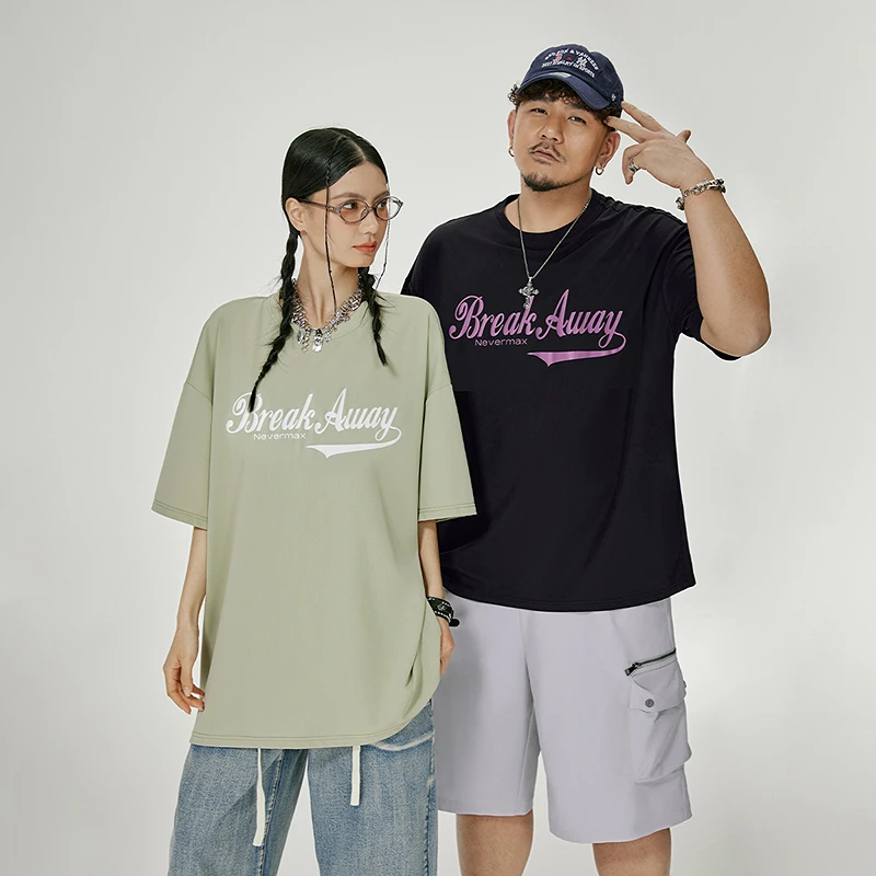 NMAX大码潮牌男装25年夏美式潮流印花短袖T恤透气情侣装FNT049
