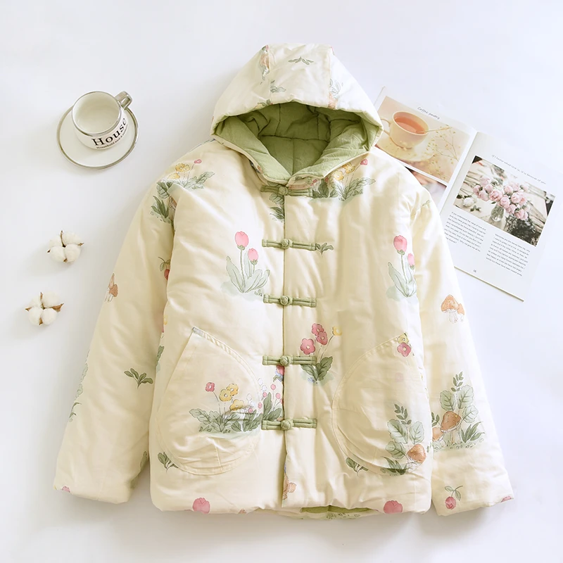 特厚 冬季女士加厚棉花保暖衣连帽款休闲宽松棉服外套