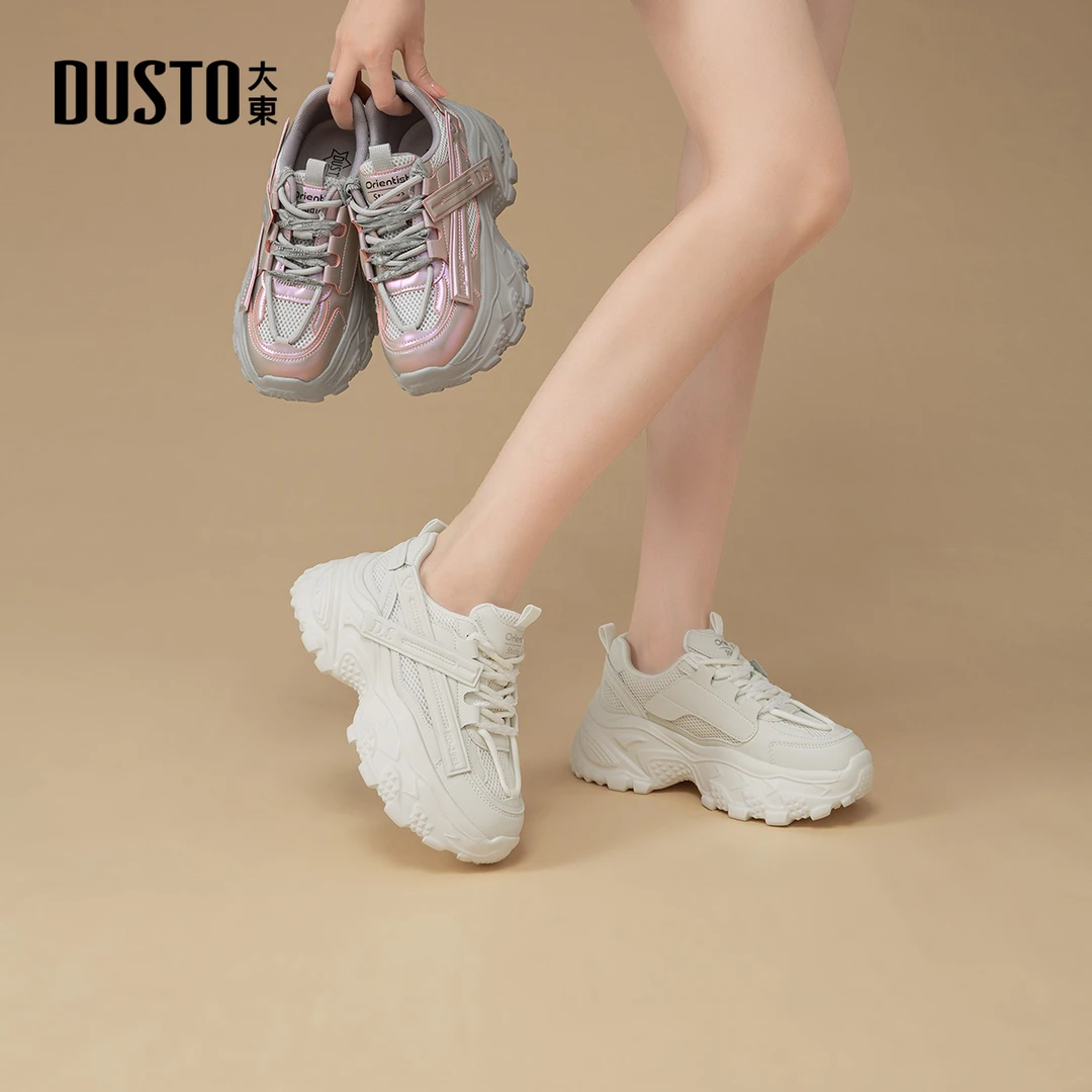 大东运动老爹鞋女鞋2025夏季外穿透气时尚潮流厚底增高休闲鞋1955