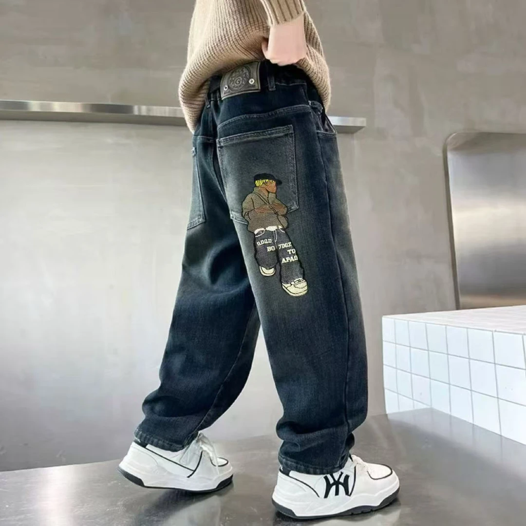 【高品质】巴拉拉男童牛仔裤子春秋款2025新款儿童裤子中大童宽松休