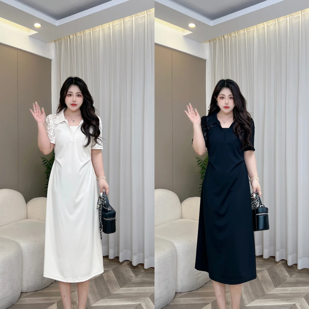 【玲胖胖 假日雅韵】夏季轻奢蕾丝法式大码女装连衣裙LPP61776