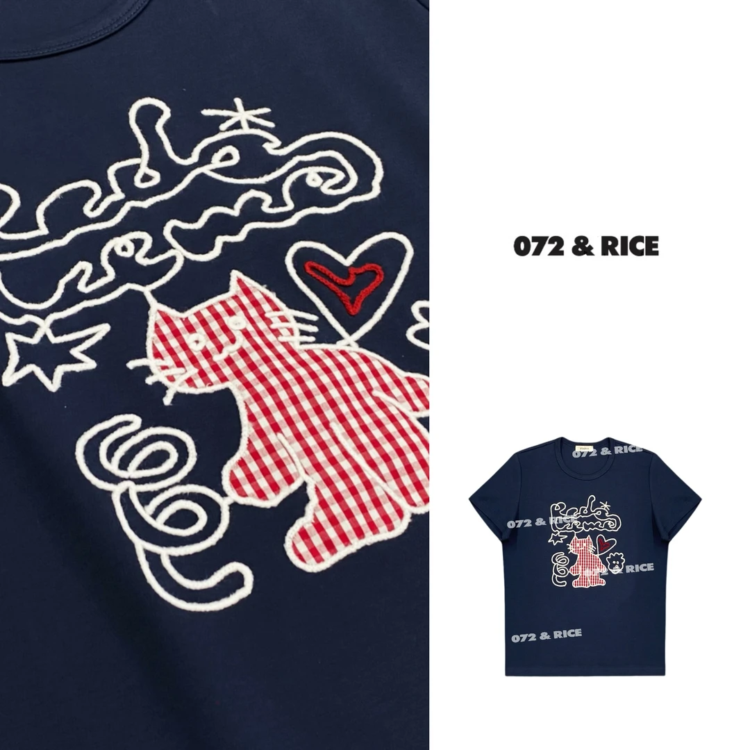 072 & RICE【红格猫】夏季休闲圆领短袖T恤 N-32SZY17