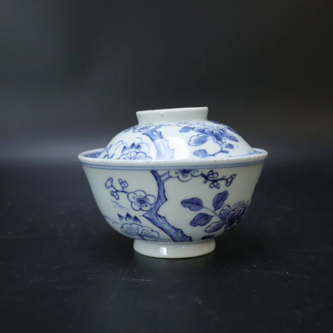 Lot.25120846清雍正青花花卉纹盖碗 高：约8.4cm