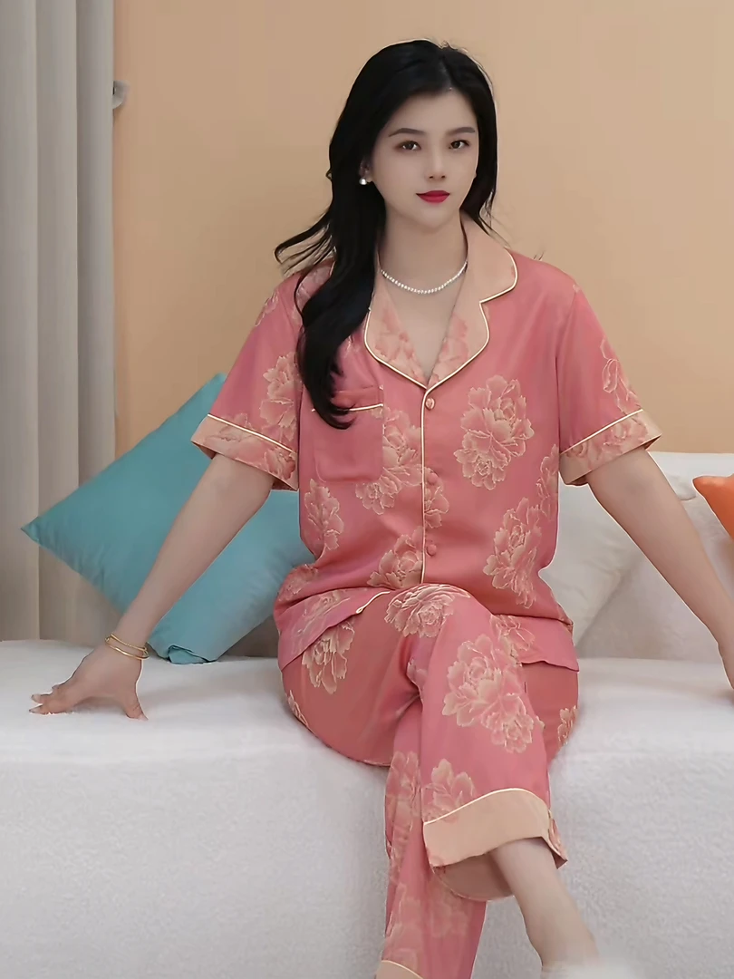 2025年新款短袖三件套睡衣女士套装高级感设计可外穿家居服BTT