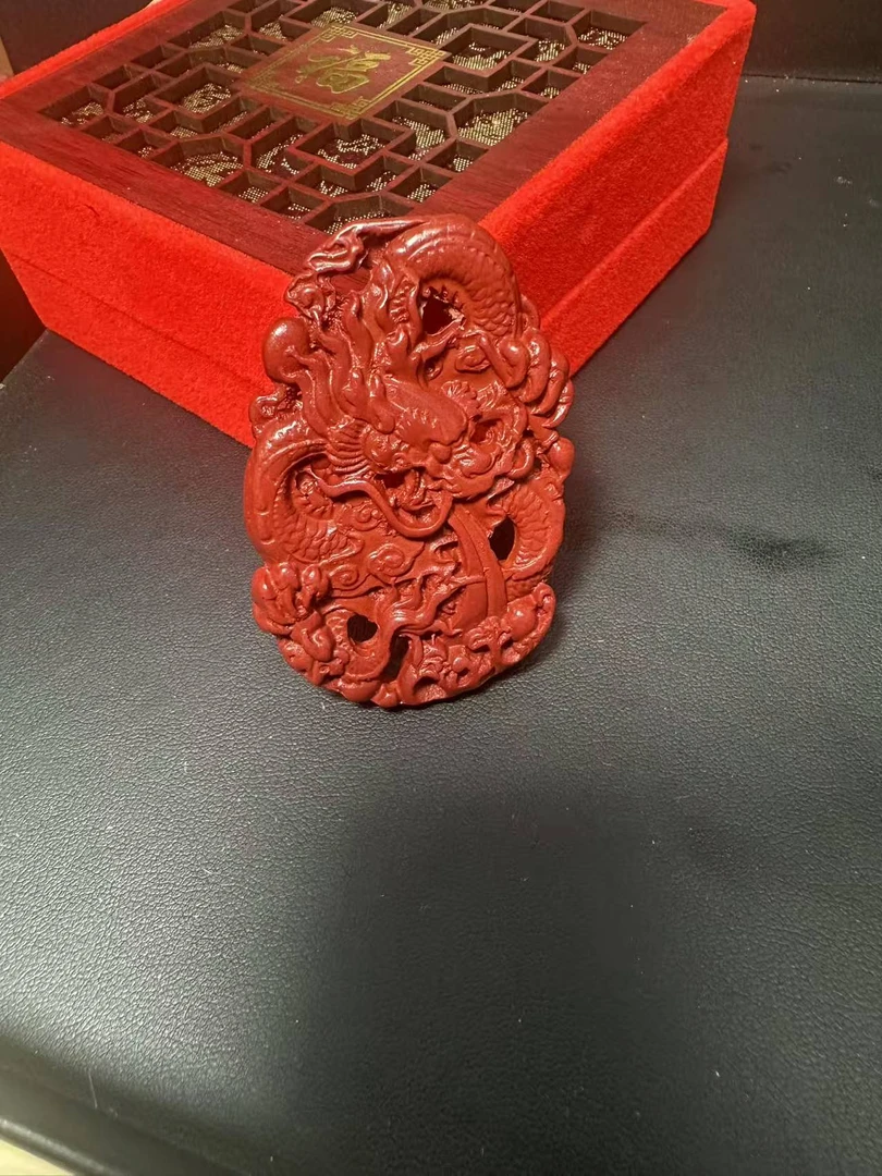 含辰砂工艺品紫金砂龙牌手把件双面雕刻