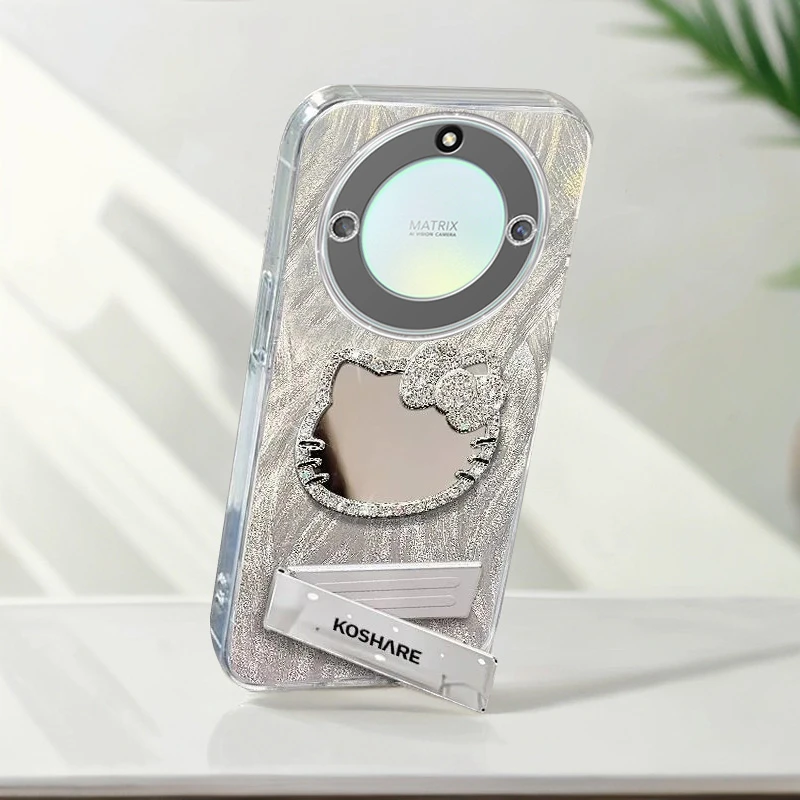 自带镜头膜华为荣耀X40手机壳RMO-AN00镶钻kt猫镜子Honorx40软壳