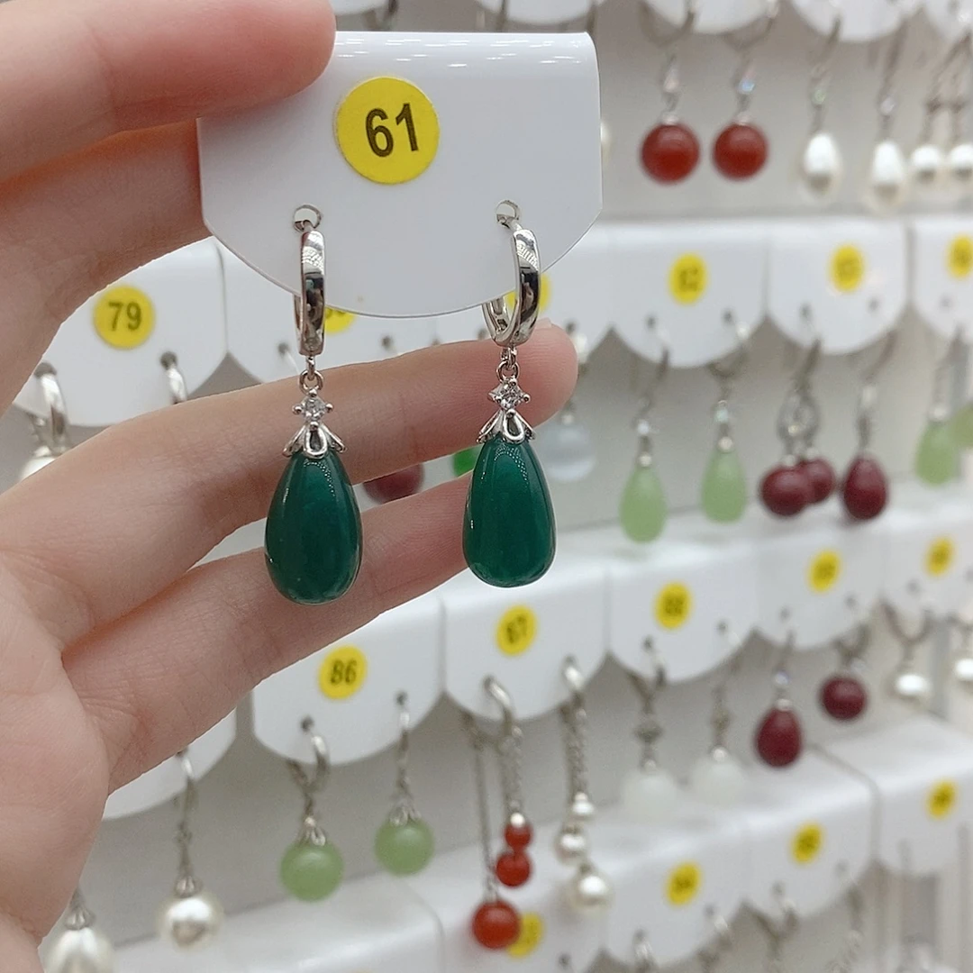 925银深绿色大水滴