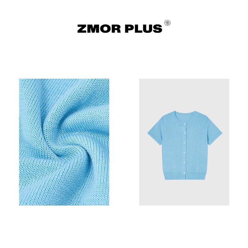 ZMOR+25新款logo提花圆领短袖针织开衫P25AN504