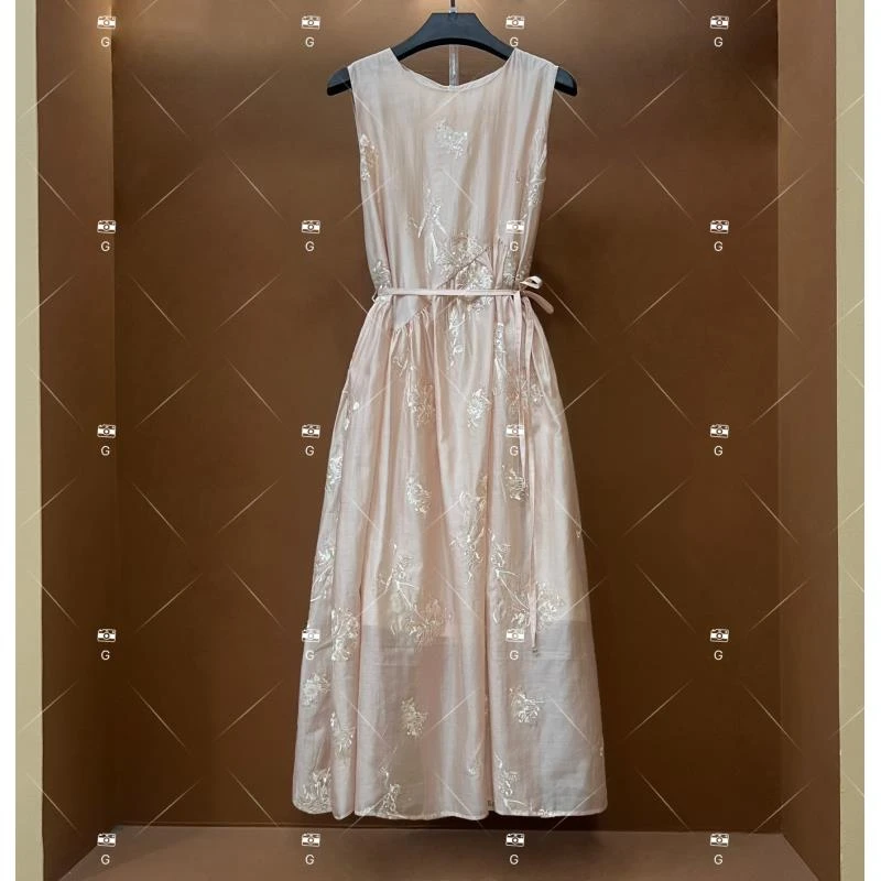 【L姐】夏季新款复古时尚百搭印花无袖连衣裙 H-301