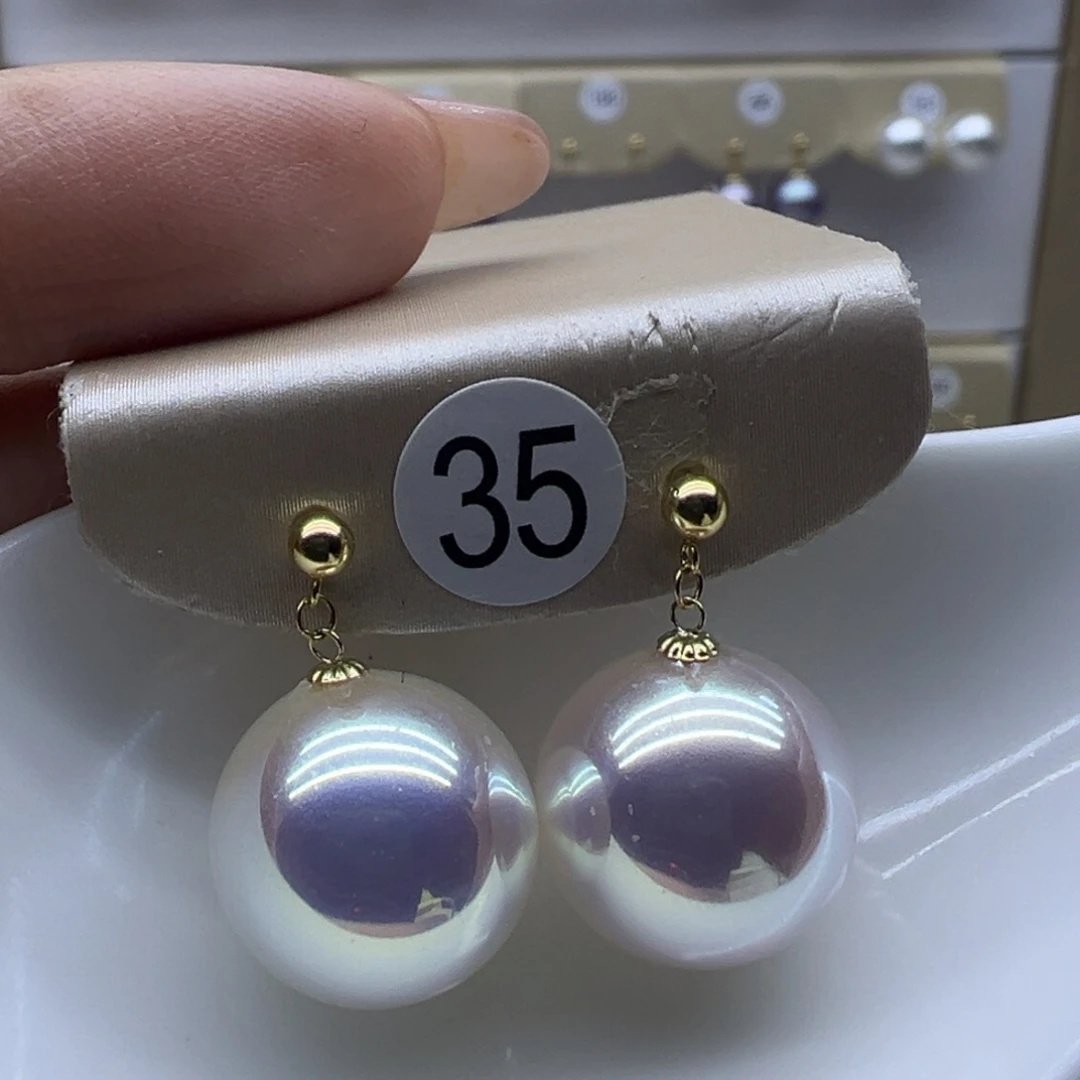 淡水珍珠18K金镶嵌耳饰