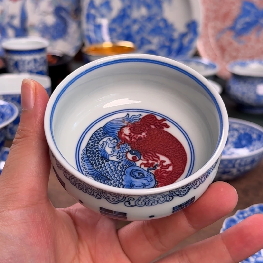 在***下纯手工手绘陶瓷茶具