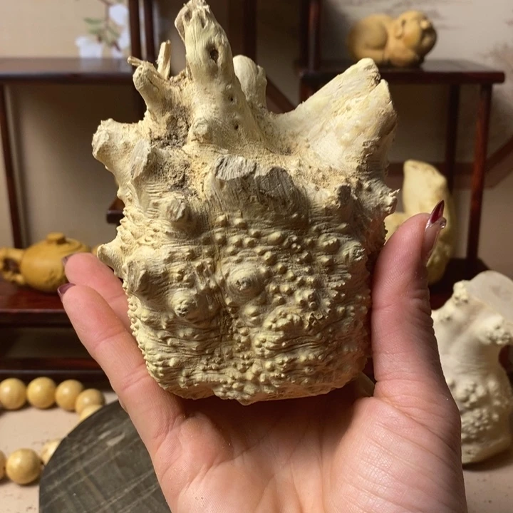 香榧木福*黄杨木手把件