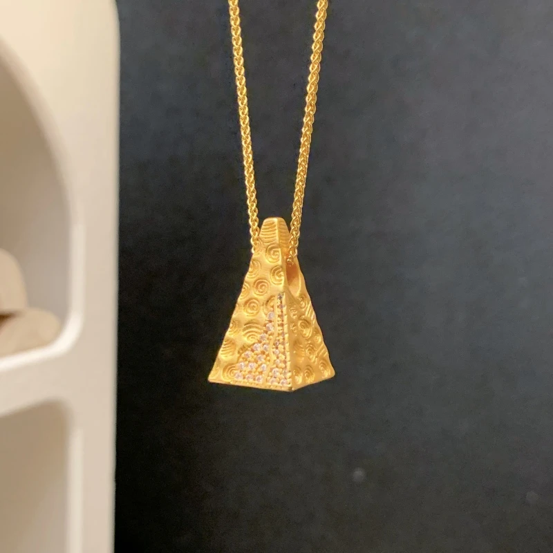 铜合金项链 新中式国潮风丨点钻金色小山项链 L005