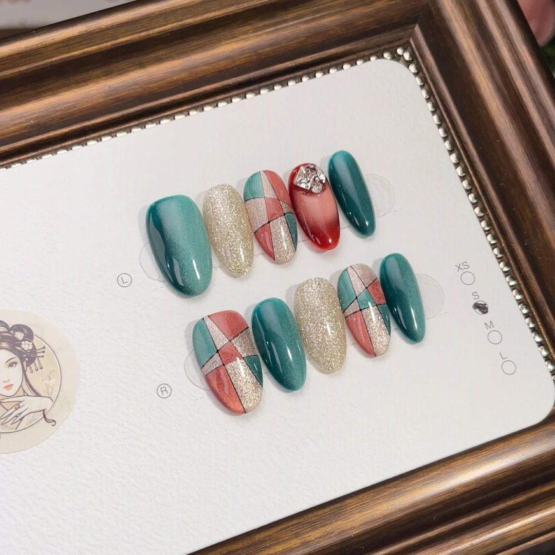 069【蒙德里安的格子画D】高品纯手工穿戴甲