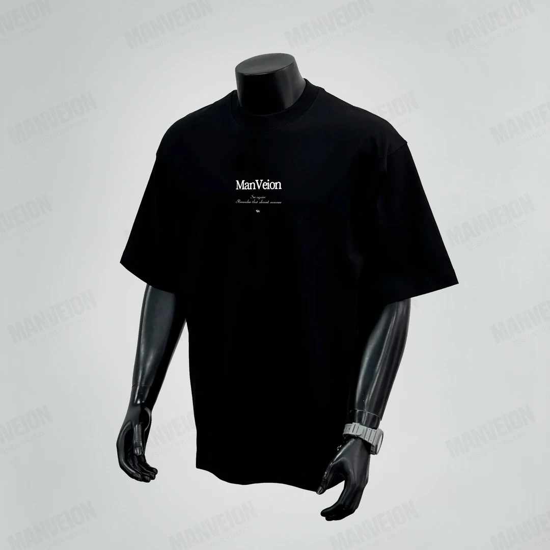 MANVEION美式复古街头潮流T恤纯棉小领口重磅短袖上衣街头上衣ins
