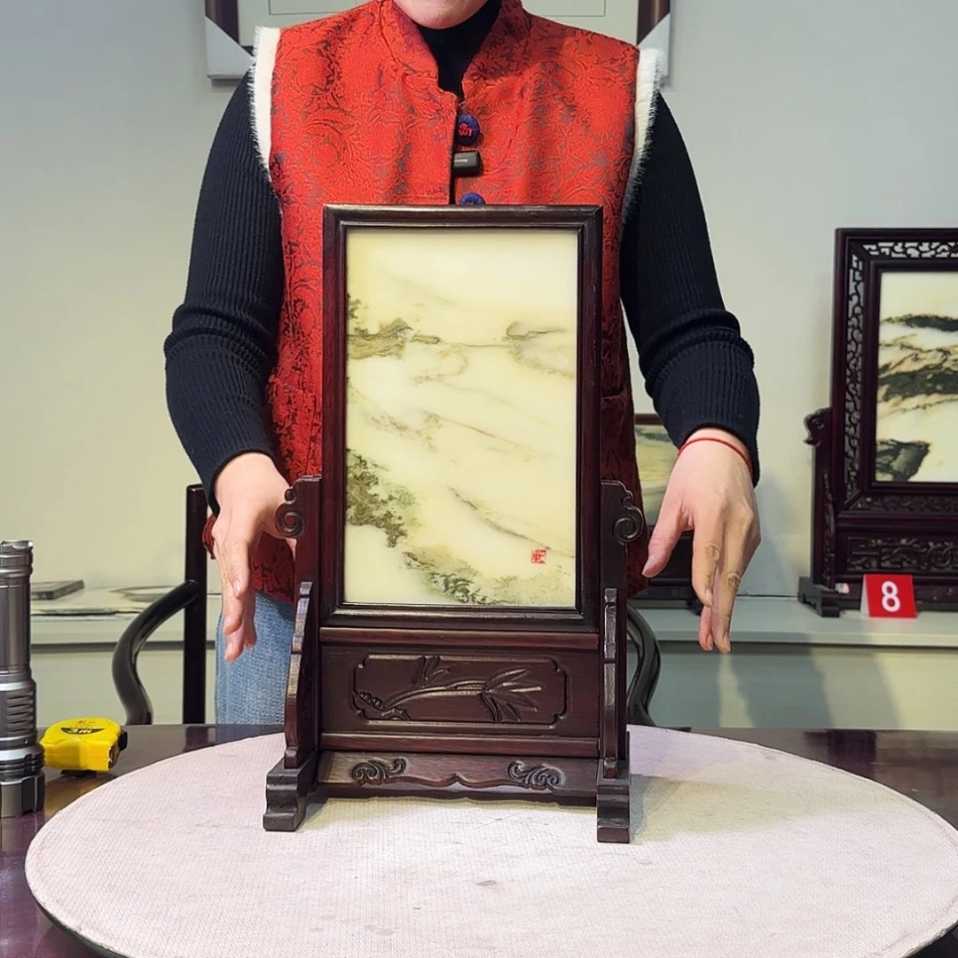 石材天然大理石画屏风25×40