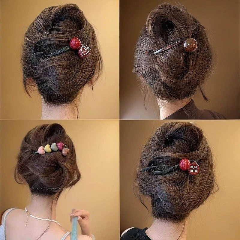 时尚红爱心抓夹扭扭夹大号气质百搭夹子一字夹精致头饰后脑勺
