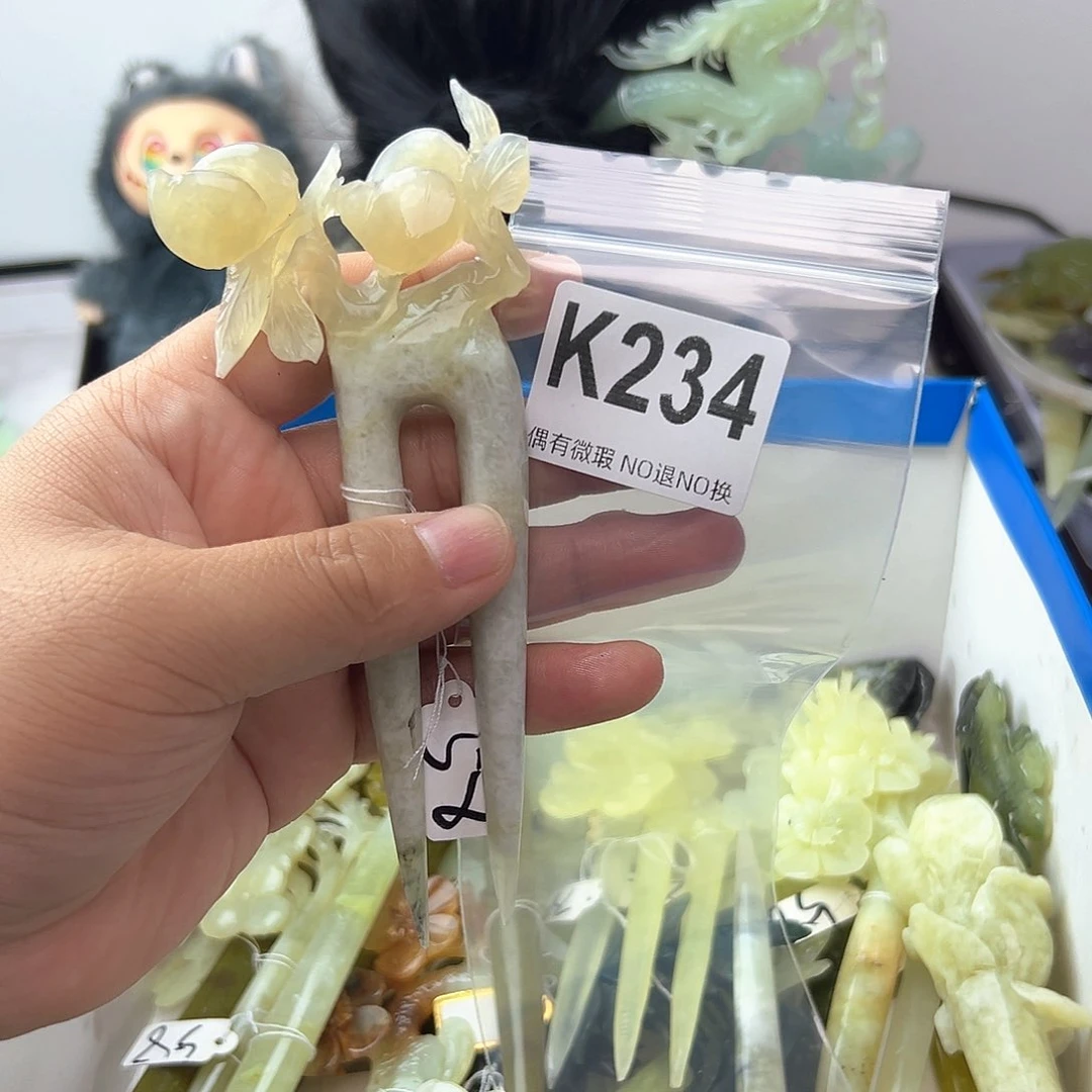 合金蛇纹石玉发饰咪*