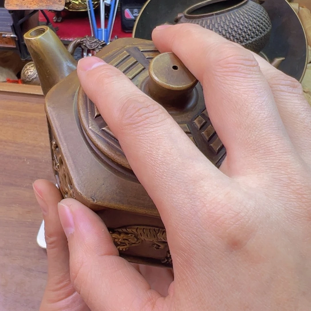 紫金风磨铜四象壶