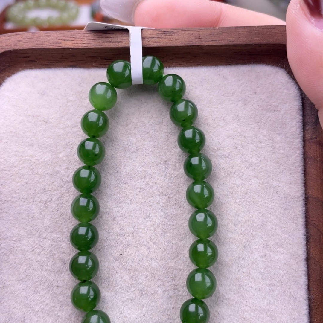 和田玉未镶嵌手串碧玉8mm
