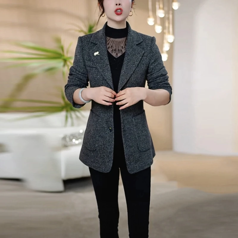 帛莱精纺职业女装时尚小西服2025春秋季新款修身百搭上衣西装外套