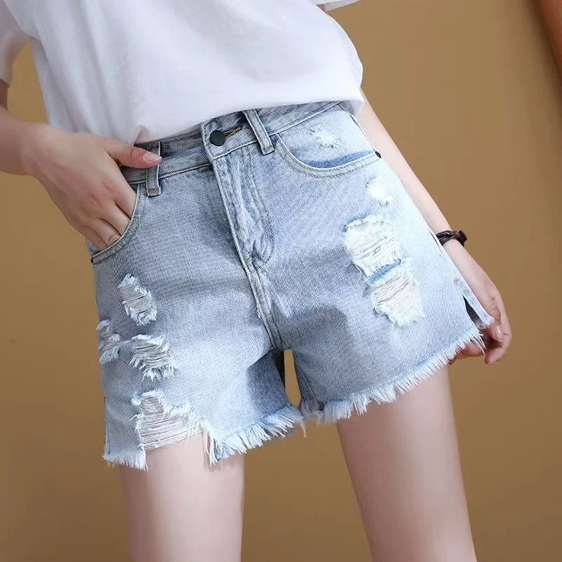 【默认微瑕】夏季牛仔短裤破洞宽松百搭