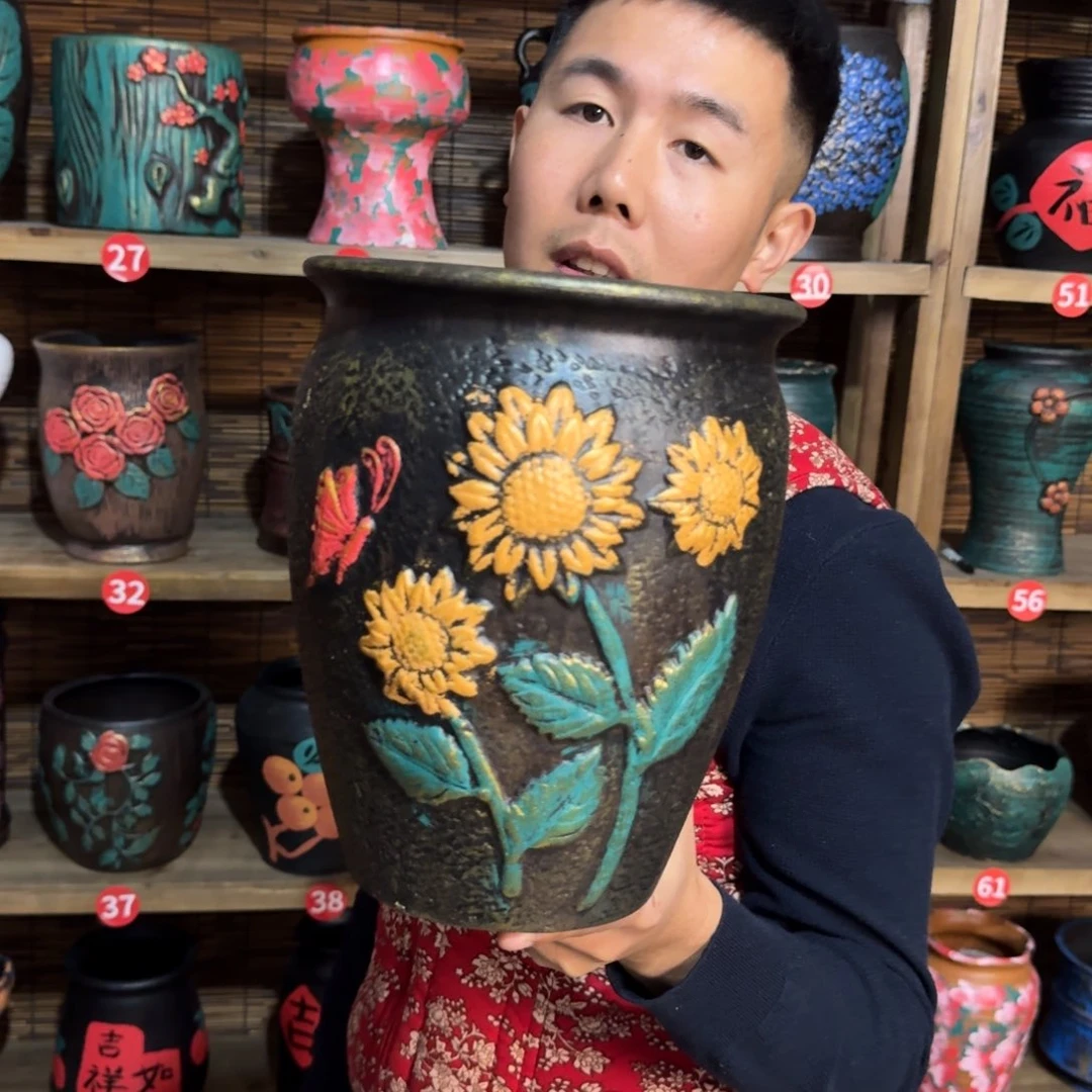带孔高端浮雕花盆炸炸炸