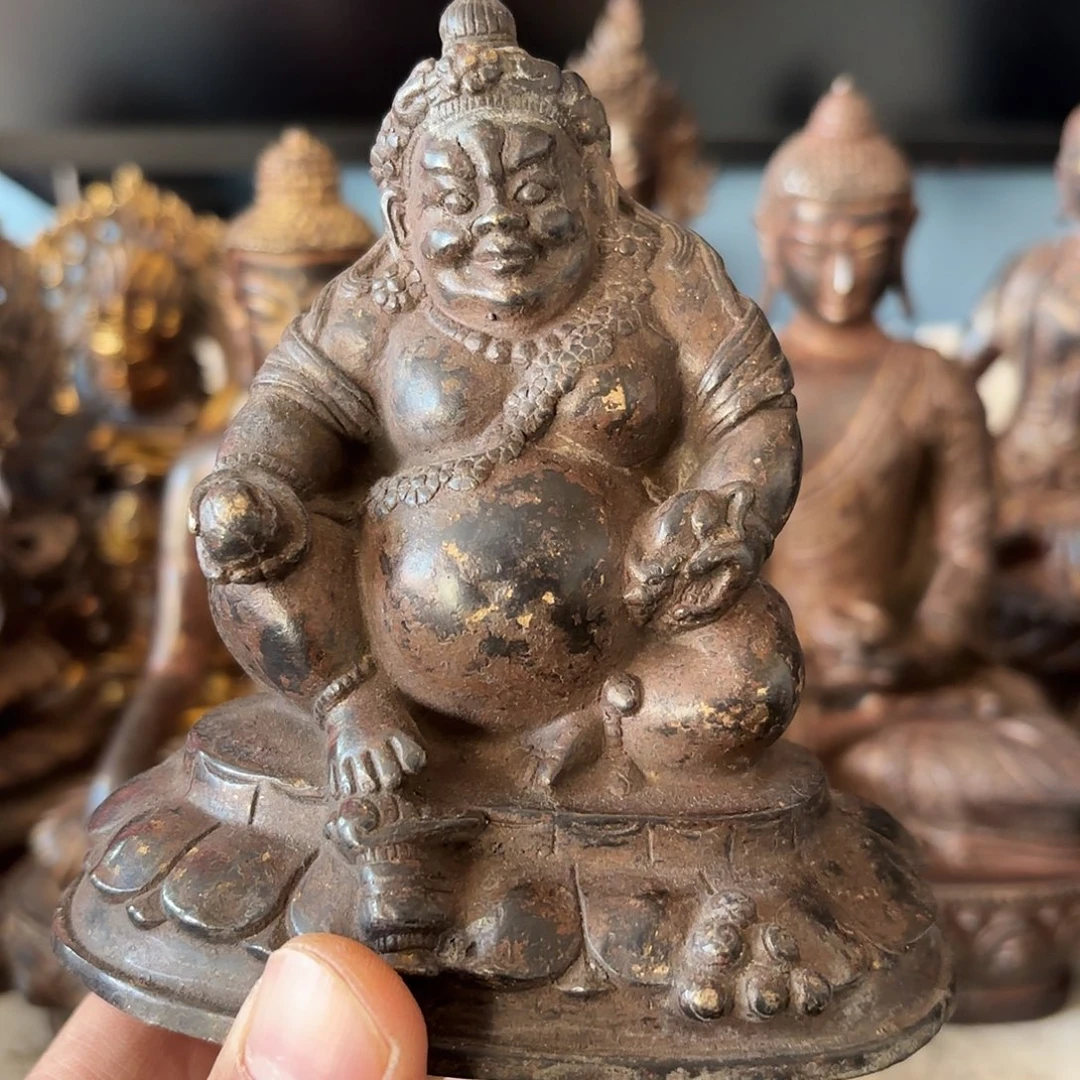 天**利黄财神藏佛黄铜摆件