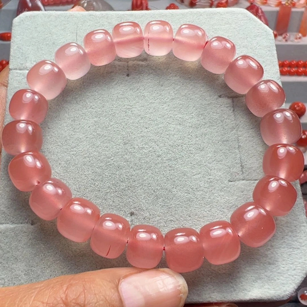 南红玛瑙天然原矿老型珠单圈手串未镶嵌