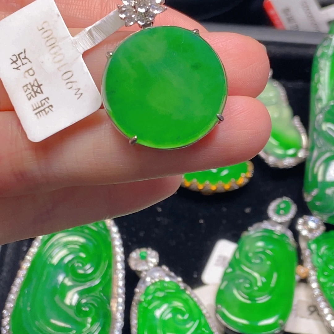 翡翠银S925镶嵌吊坠(不含链)