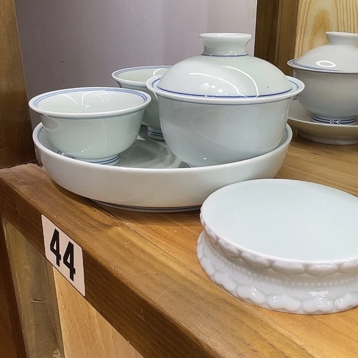 @***征青花草木青5件套茶具