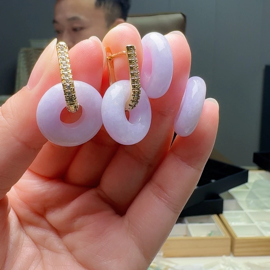 银S925镶嵌翡翠耳饰多样性发货其一