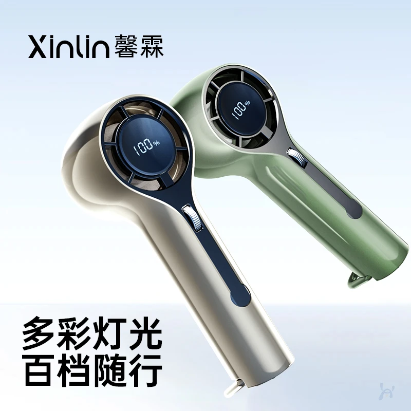 馨霖手持百档迷你涡轮高速风扇便携静音USB充电强力户外降温神器