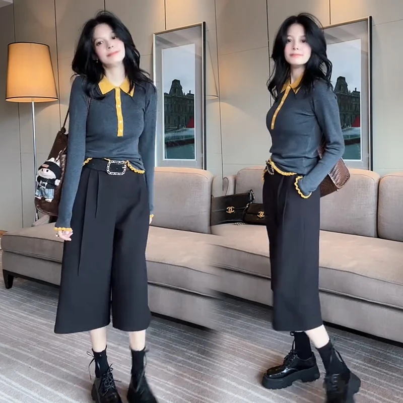 2025秋季新款时尚显瘦气质网红高档洋气女高级百搭宽松大码两件套