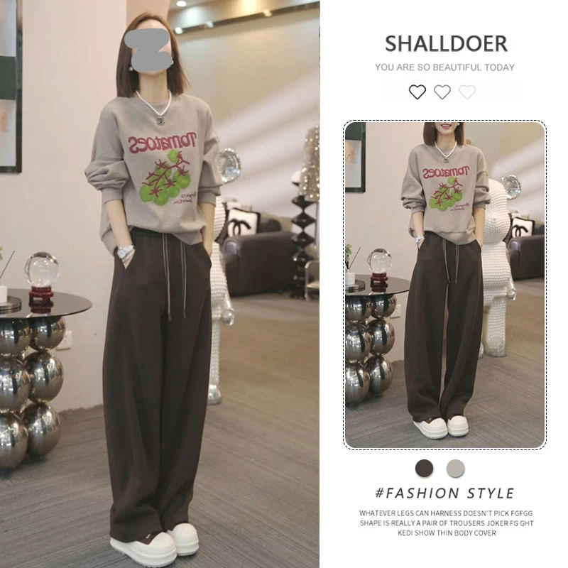 2025秋新款圆领卫衣显瘦休闲裤两件套百搭洋气套装女