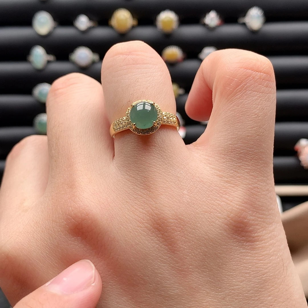 翡翠戒指银S925镶嵌0260