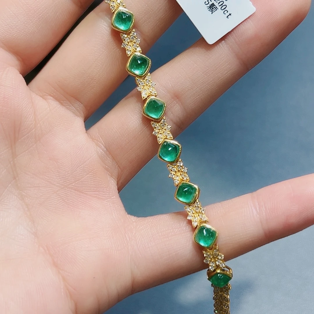 手链18K金镶嵌祖母绿好**随