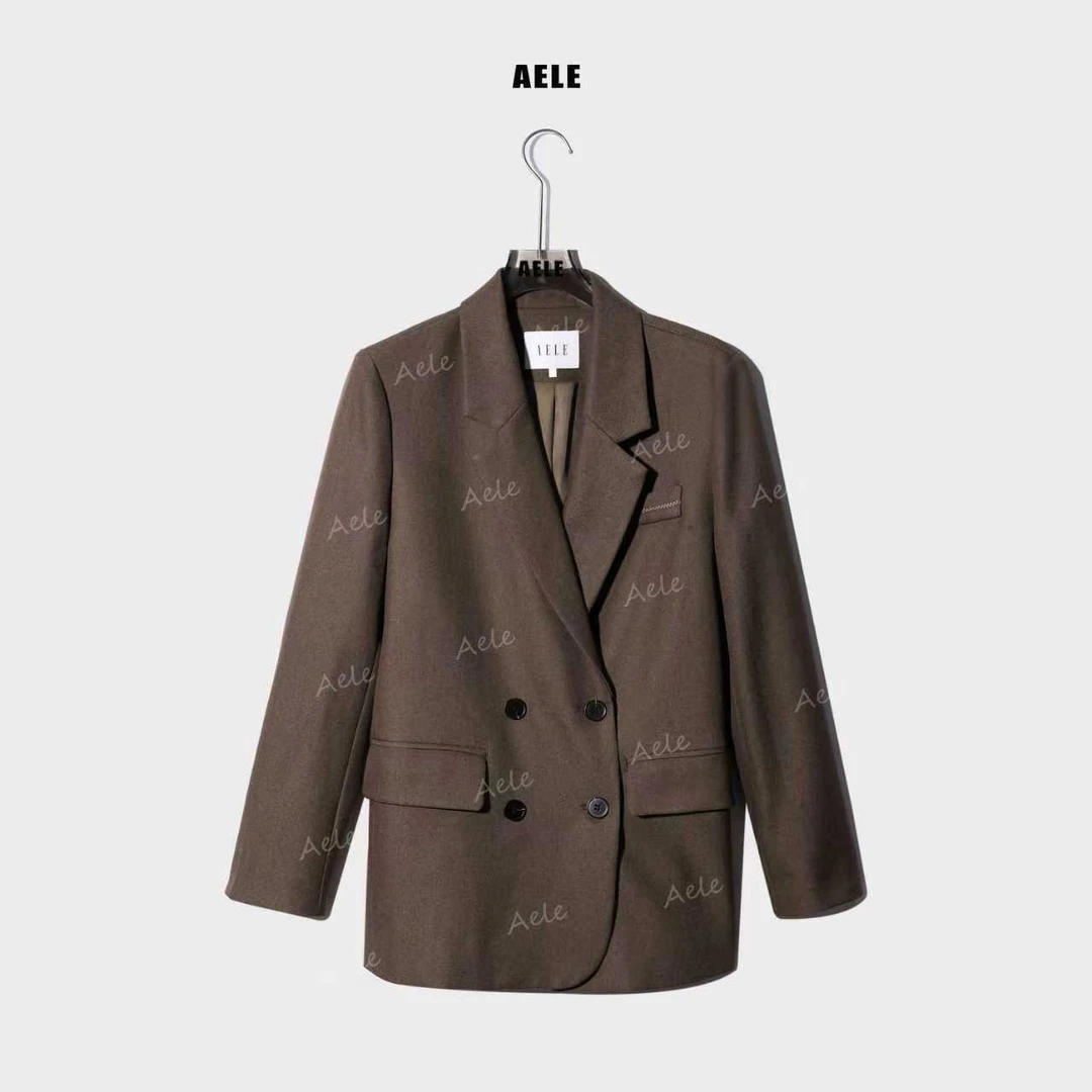 AELE气质休闲西装老钱风长袖双排扣西服 W853 2725 AD