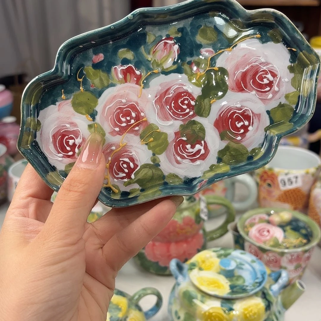 景德镇手绘高温釉下彩陶瓷茶具