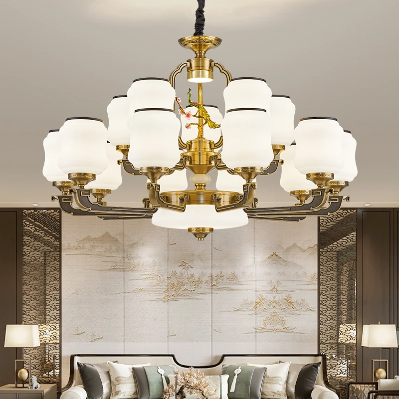 大气新中式吊灯客厅创意水晶卧室水晶吊灯美式蒲公英网红大灯灯饰