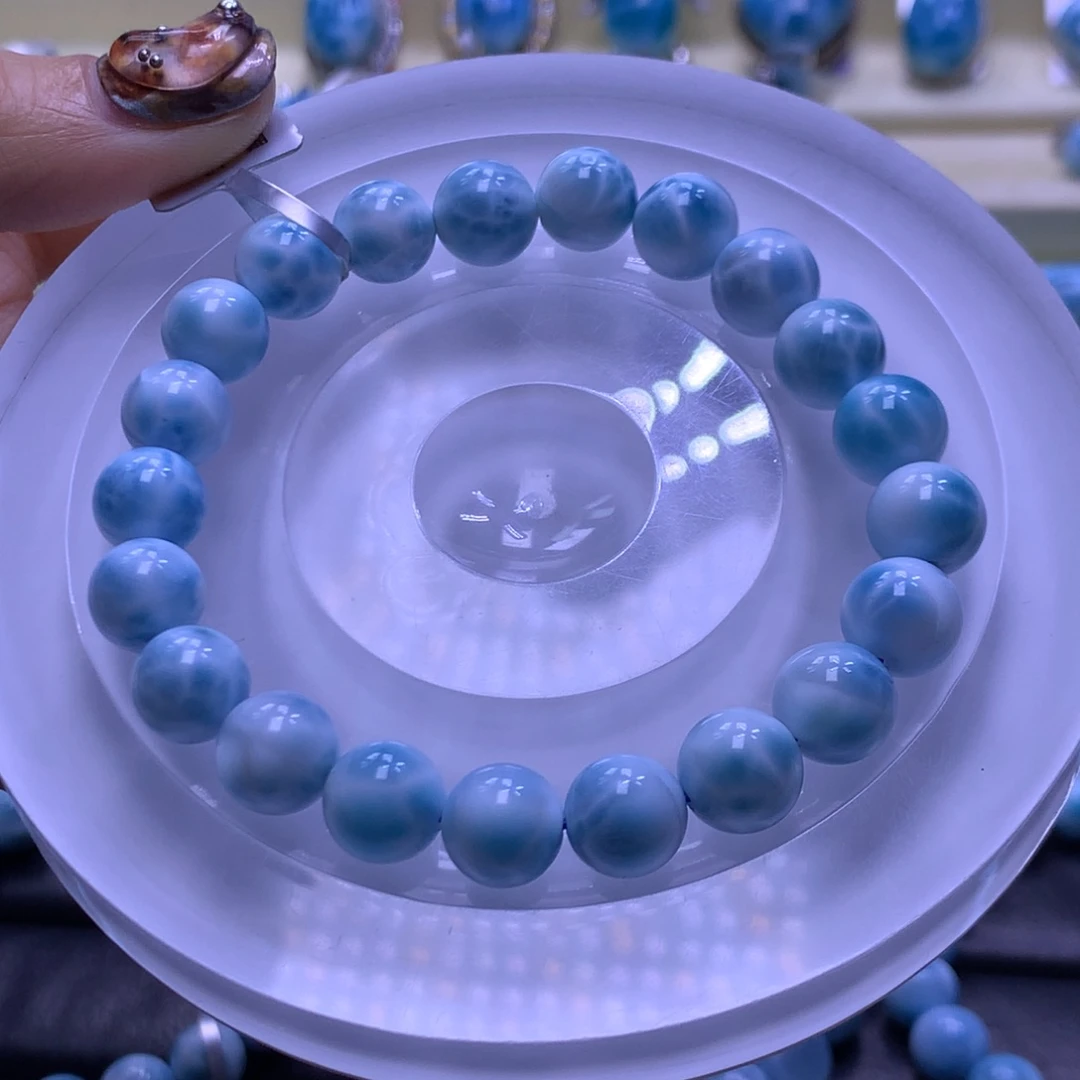 针钠钙石（海纹石）未镶嵌手链9mm手串色差略异