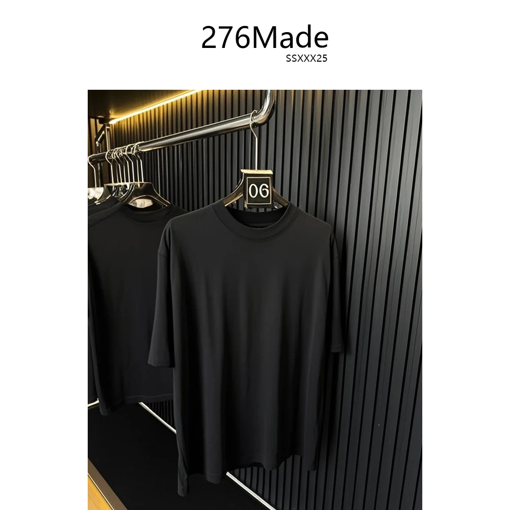 #T1119#夏季宽松男装T恤情侣装黑色简约纯色圆领