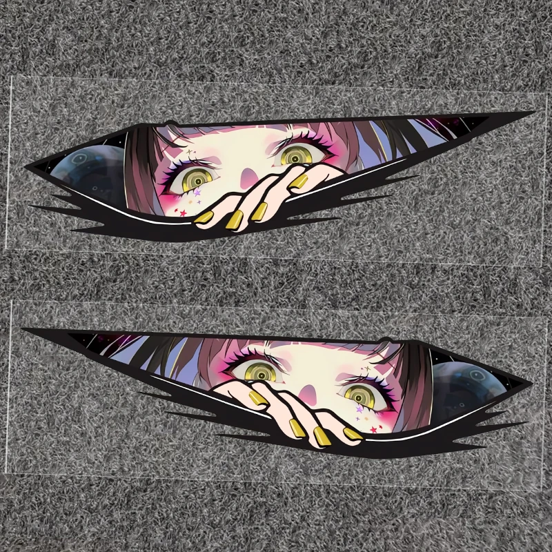 动漫二次元眼睛3D车贴品质个性创意JDM少女电动车摩托车装饰贴纸