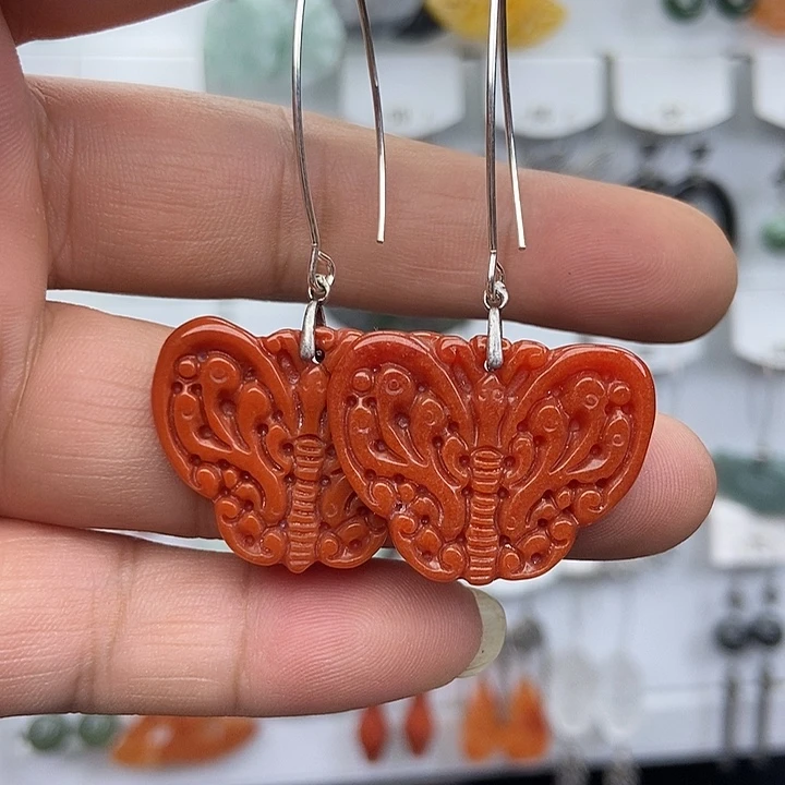 翡翠银S925镶嵌耳饰翡翠处理耳饰