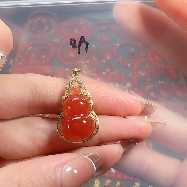南红玛瑙银S925镶嵌吊坠