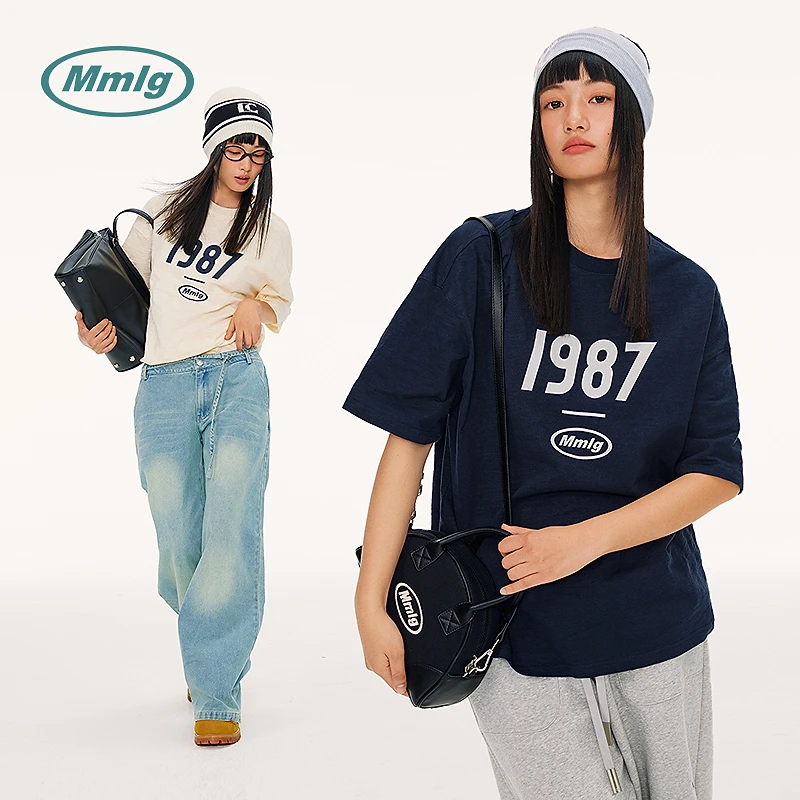Mmlg2025夏季新款1987logo100%竹节棉圆领T恤宽松情侣短袖FQT025