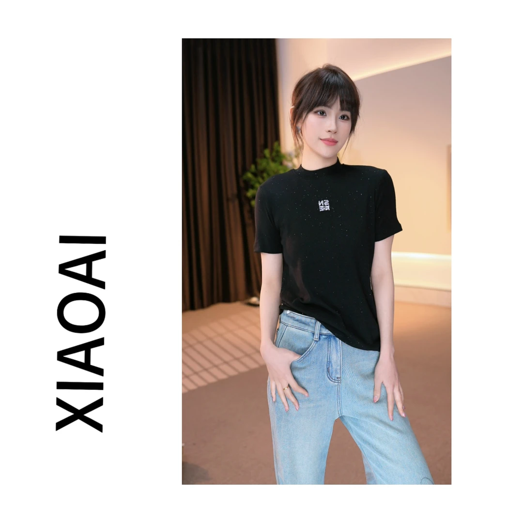 新款女 2025早春纯色显瘦T恤 F011