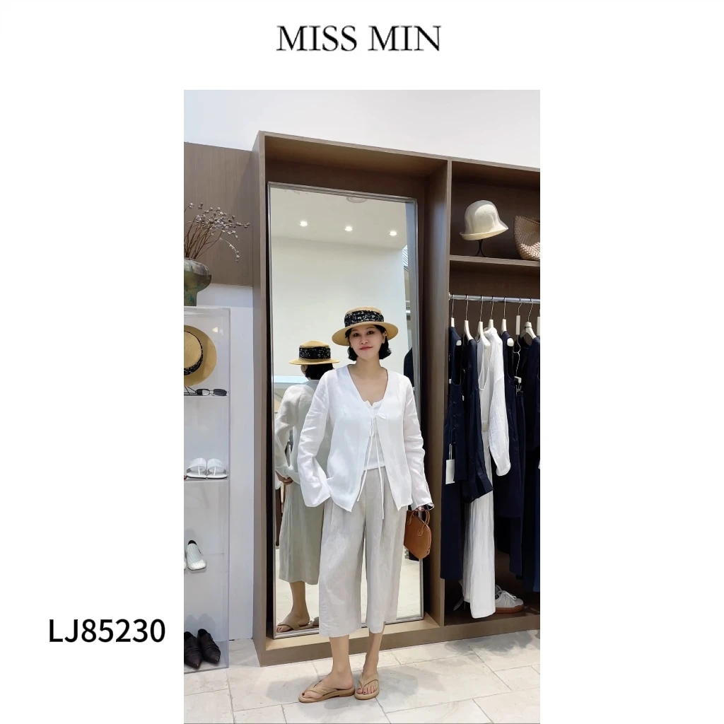 MISS MIN【麻韵】高级感百搭高腰显瘦阔腿休闲七分中裤女LJ85230