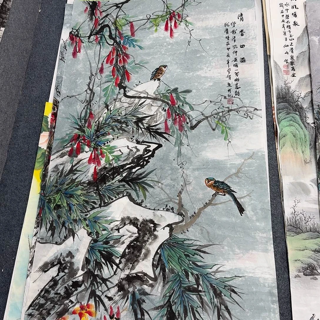 国画四尺尺寸70X140纯手绘作品